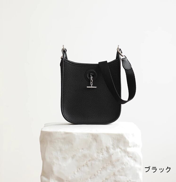 本革ショルダーバッグ 黒 エトゥープ グレー オレンジ