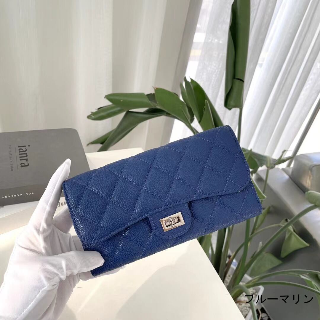 本革レザーチェーンウォレット ショルダーウォレット 黒 グレー ブルー チェーン付