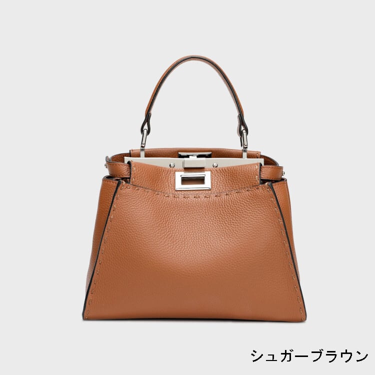 本革ハンドバッグ 2wayバッグ ステッチ エトゥープ Lサイズ レディース