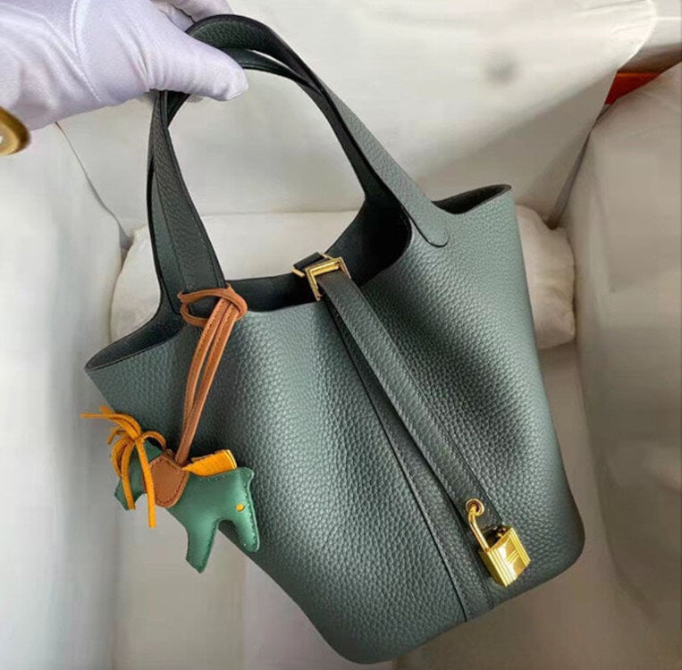 本革キューブバッグ 22cm ネイビー グリーングレー パープル アネモネ ブルーニュイ 上質