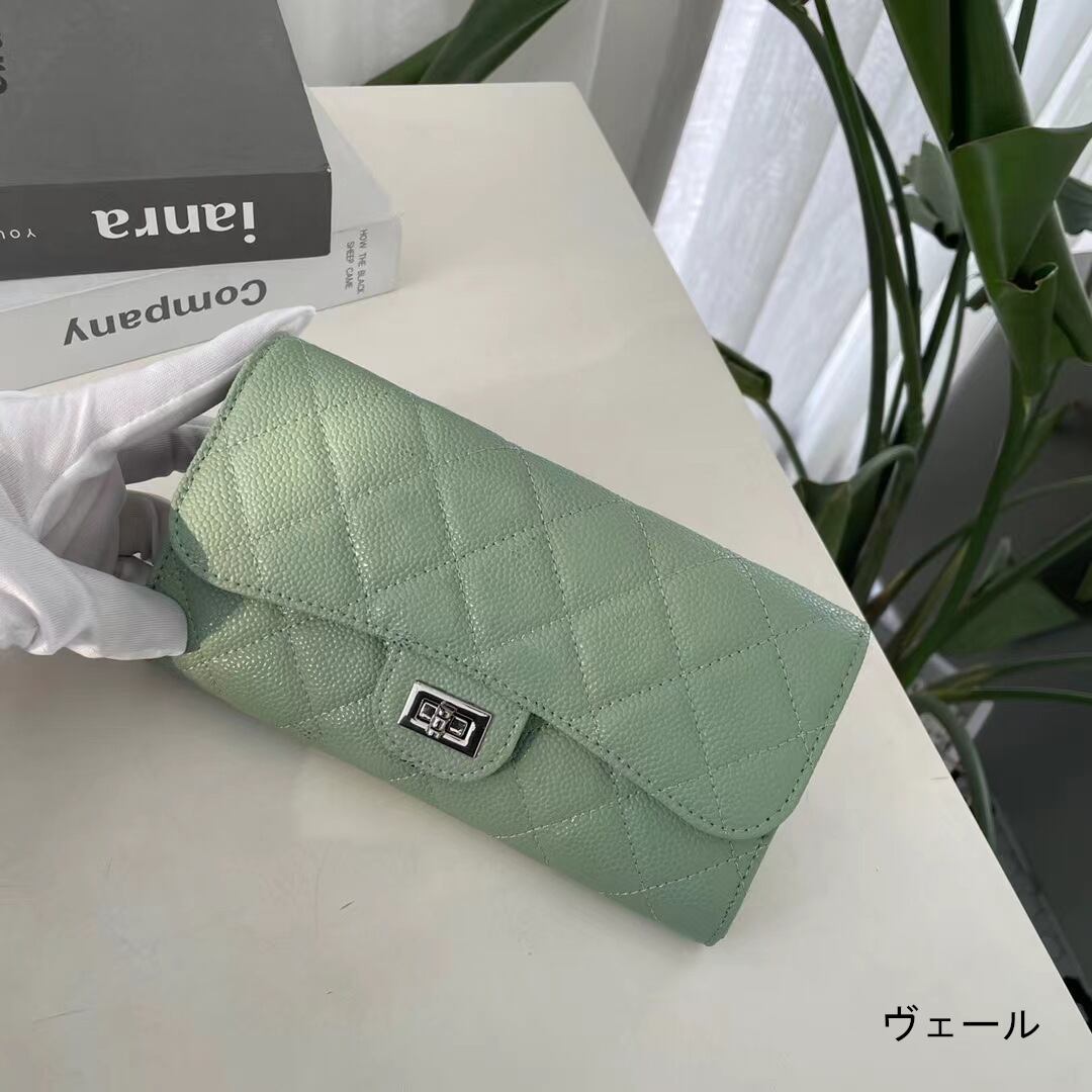 本革レザーチェーンウォレット ショルダーウォレット 黒 グレー ブルー チェーン付