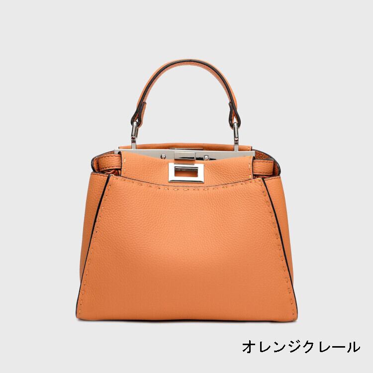 本革ハンドバッグ ステッチ入りバッグ 2wayバッグ エトゥープ Mサイズ レディース
