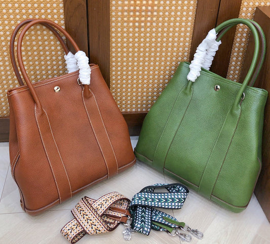 本革2wayトートバッグ ファイル型 プレミア革 茶 緑 ブラウン グリーン 高品質