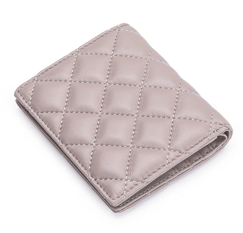 羊革財布 ラムスキン財布 本革二つ折り財布 黒 ピンク ベージュ マトラッセ