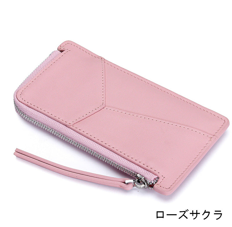 薄型財布 ラウンドファスナー レディース 本革二つ折り財布 本革コインケース 黒 ピンク グレー ブルー