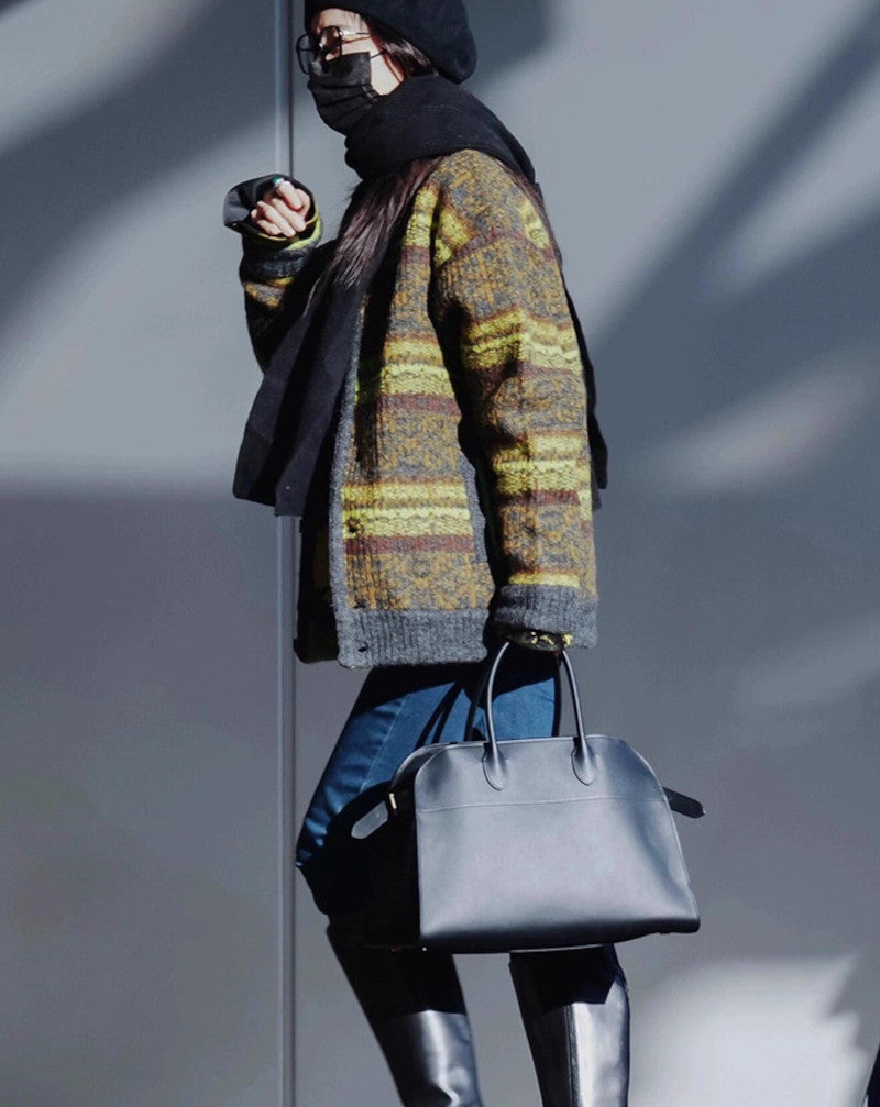 サイドベルト本革トートバッグ 10 12インチ ソフトレザー 2wayタイプバック ブラック トープ エクリュ