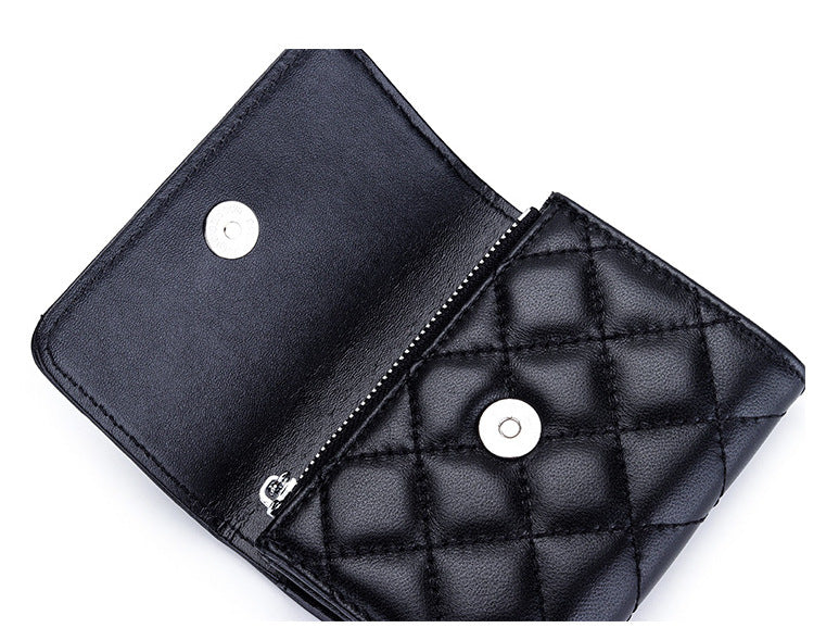 羊革財布 ラムスキン財布 マトラッセ財布 本革二つ折り財布 ファスナー付 黒 ピンク ベージュ ネイビー グレー