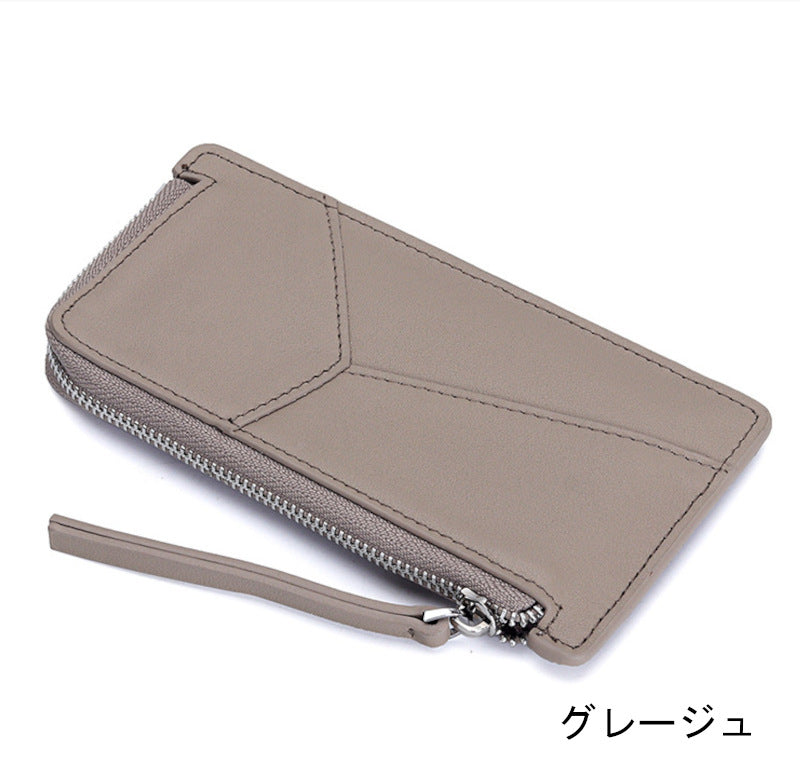 薄型財布 ラウンドファスナー レディース 本革二つ折り財布 本革コインケース 黒 ピンク グレー ブルー