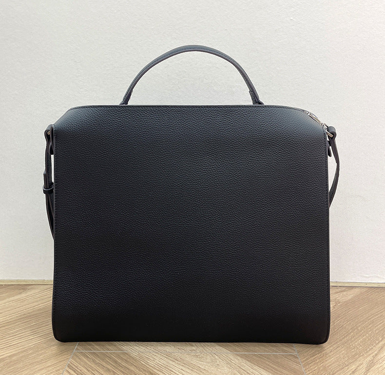 本革ハンドバッグ ステッチ入りバッグ ビジネスバッグ グレー ブラック 黒 ユニセックス