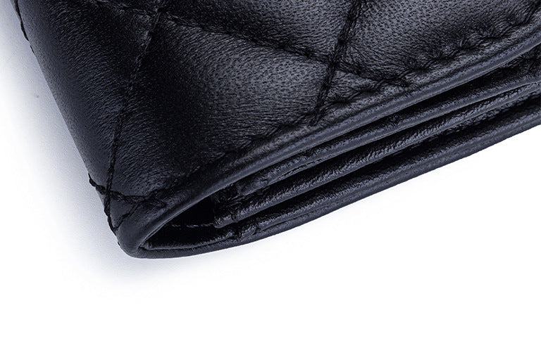 羊革財布 ラムスキン財布 マトラッセ財布 本革二つ折り財布 ファスナー付 黒 ピンク ベージュ ネイビー グレー