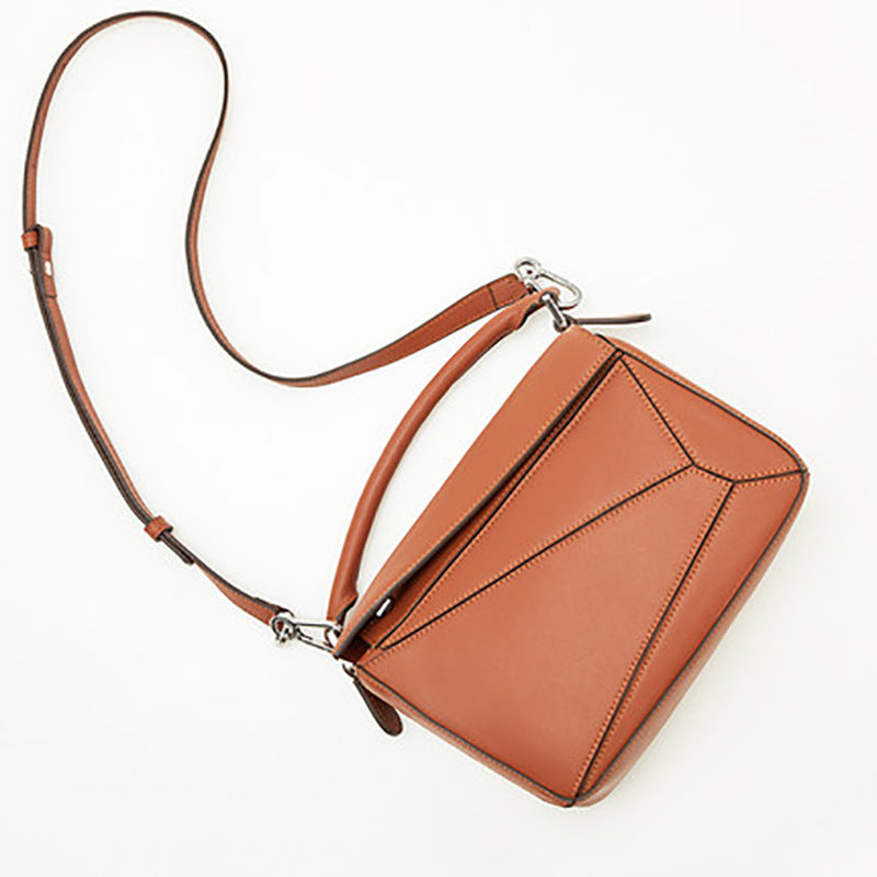 2wayショルダーバッグ スモール 本革 肩掛けポーチ ブラウン グレー レディース