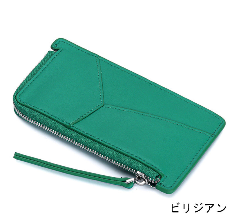 薄型財布 ラウンドファスナー レディース 本革二つ折り財布 本革コインケース 黒 ピンク グレー ブルー