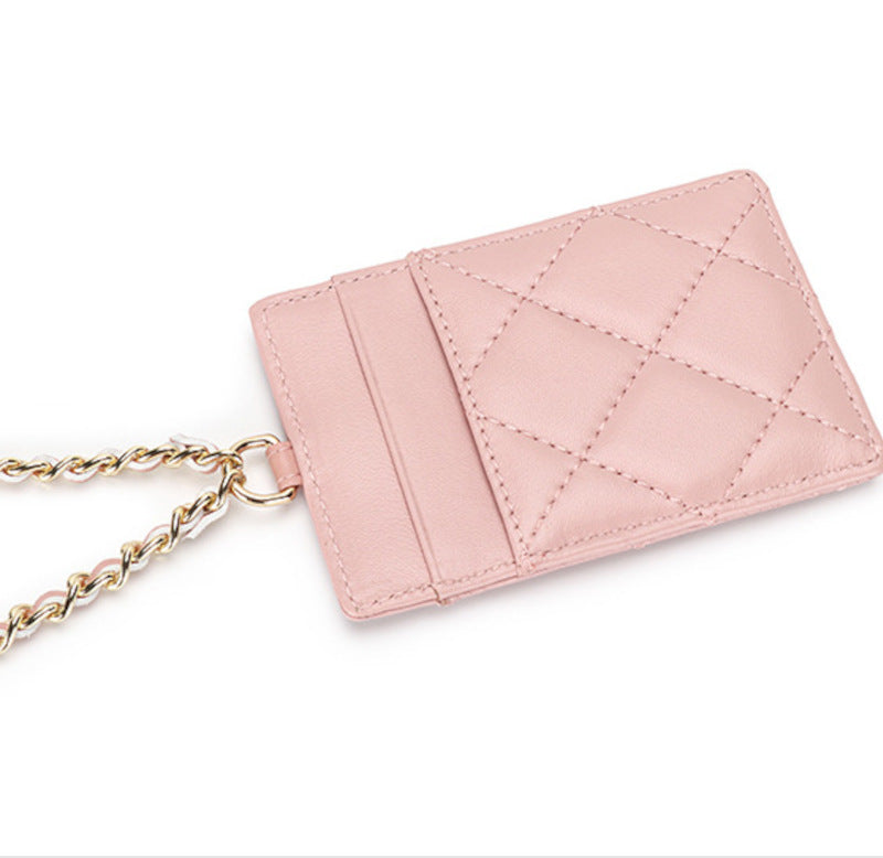 本革カードケース ラムスキンカードケース マトラッセ 本革IDホルダー 黒 ピンク ベージュ