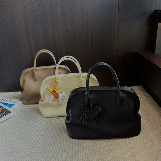 ブガッティバッグ 本革ハンドバッグ スムースレザー ブラック トープ ホワイト