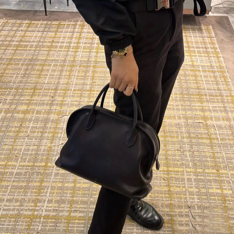 ブガッティバッグ 本革ハンドバッグ スムースレザー ブラック トープ ホワイト