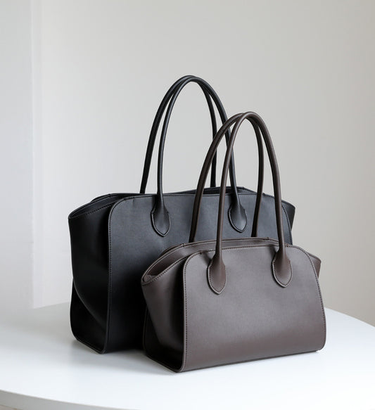 本革トートバッグ 10 12インチ 2wayタイプバック ブラック トープ エクリュ マルゴー風