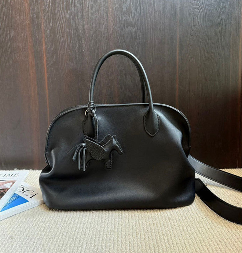 ブガッティバッグ 本革ハンドバッグ スムースレザー ブラック トープ ホワイト