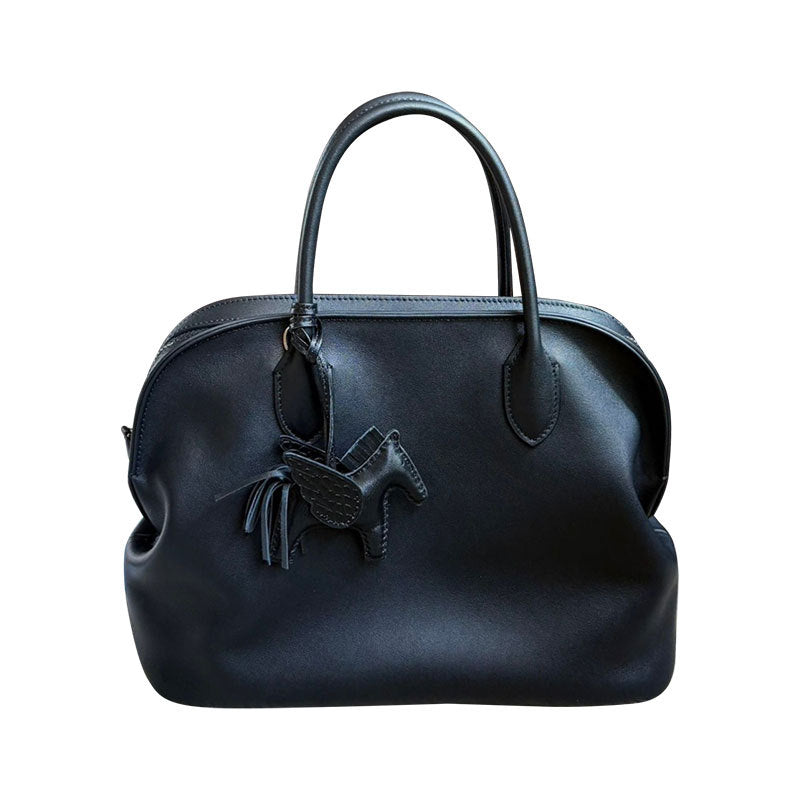 ブガッティバッグ 本革ハンドバッグ スムースレザー ブラック トープ ホワイト