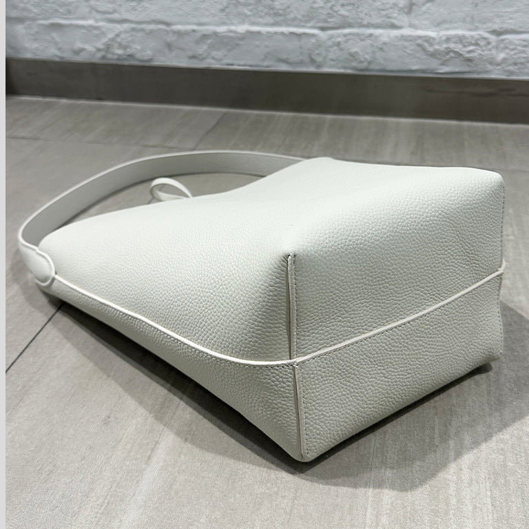 本革トートバッグ 10 12インチ バケツバッグ キューブバッグ 2wayタイプバック ブラック グレー 白 エクリュ