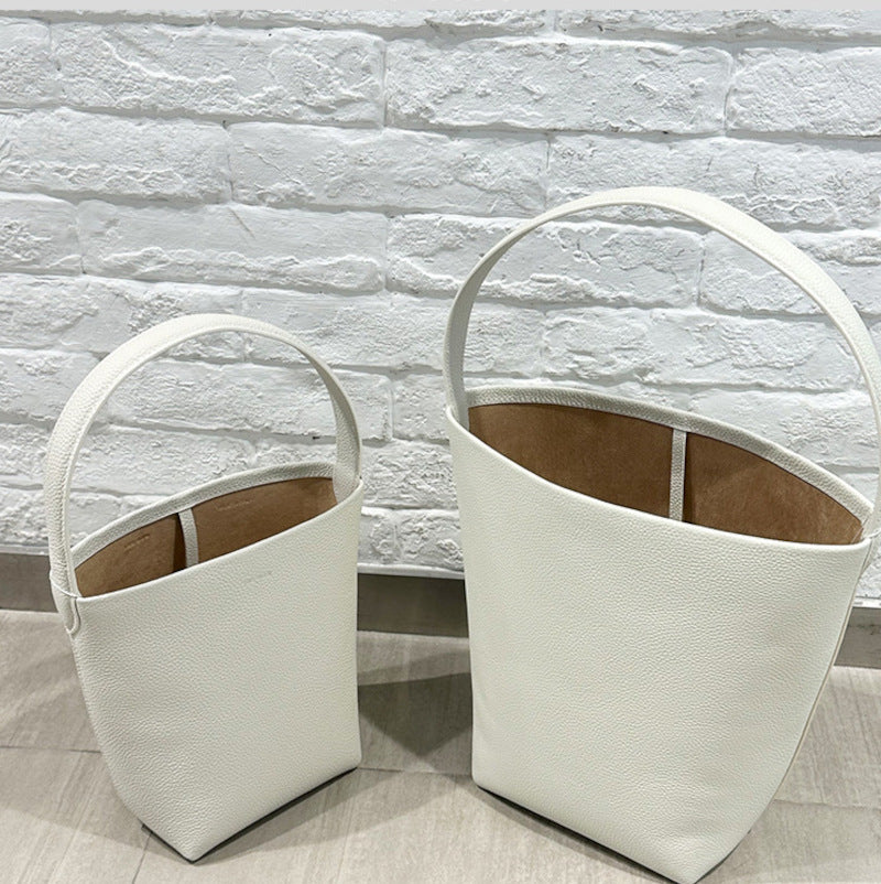 本革トートバッグ 10 12インチ バケツバッグ キューブバッグ 2wayタイプバック ブラック グレー 白 エクリュ