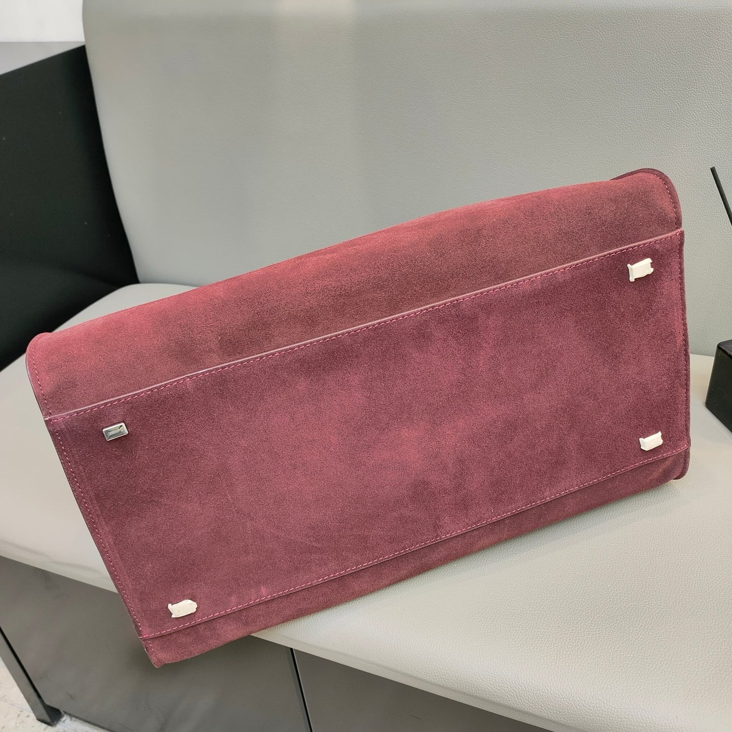 サイドベルト本革トートバッグ 10 12インチ スエード 2wayタイプバック ブラック トープ エクリュ