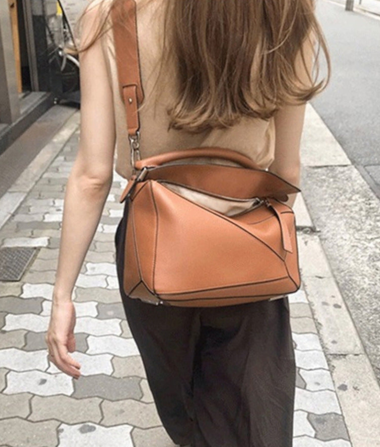 2wayショルダーバッグ スモール 本革 肩掛けポーチ ブラウン グレー レディース