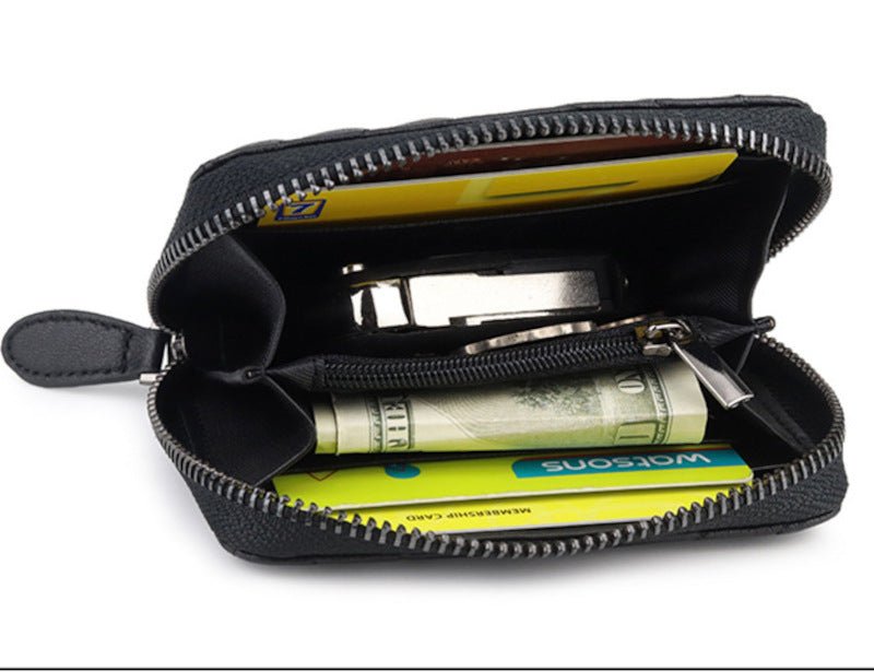 羊革財布 ラムスキン財布 マトラッセ財布 本革二つ折り財布 ラウンドファスナー 黒 グリーン ピンク ベージュ