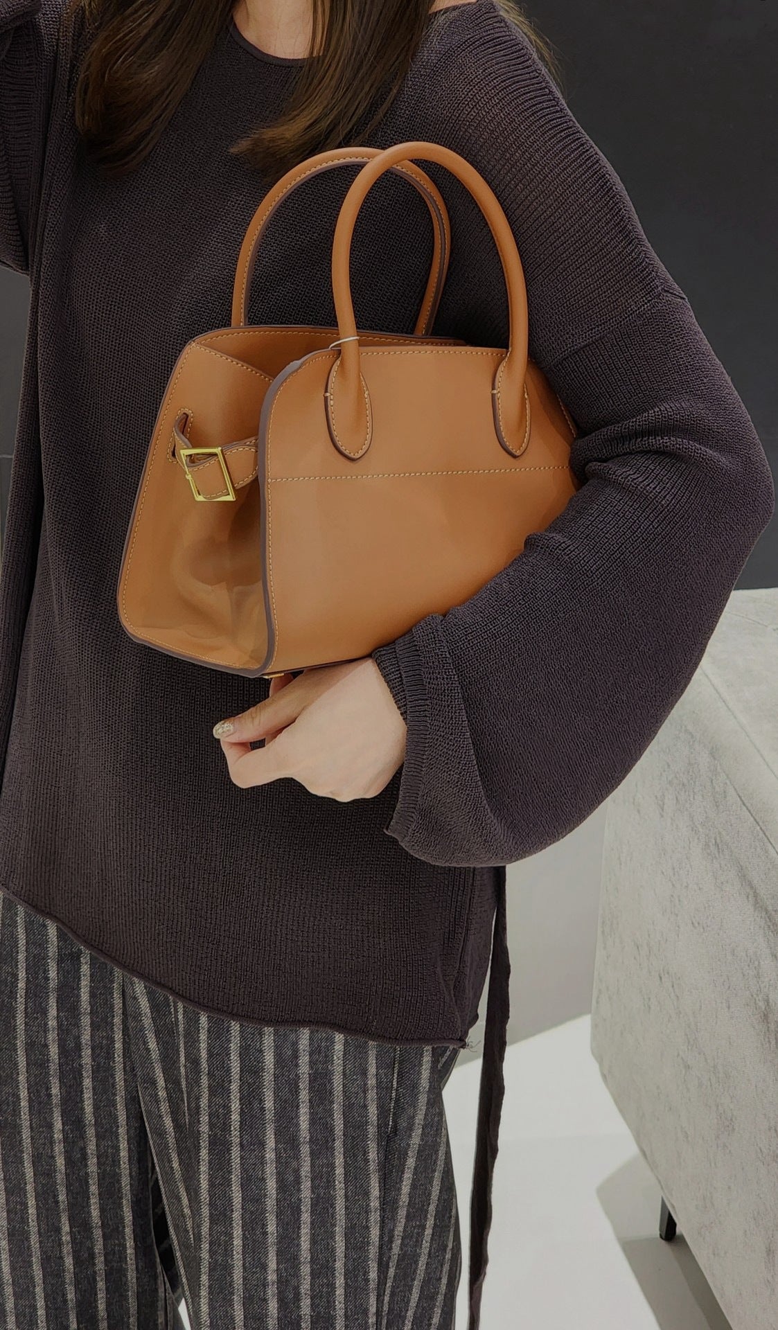 サイドベルト本革トートバッグ 10 12インチ ソフトレザー 2wayタイプバック ブラック トープ エクリュ