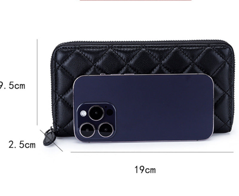 羊革財布 ラムスキン財布 ラウンドファスナー長財布 マトラッセ財布 本革 黒 ピンク ベージュ ネイビー