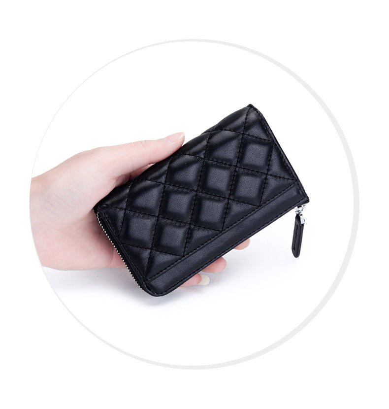 羊革財布 ラムスキン財布 マトラッセ財布 本革二つ折り財布 ラウンドファスナー 黒 ピンク ベージュ ネイビー