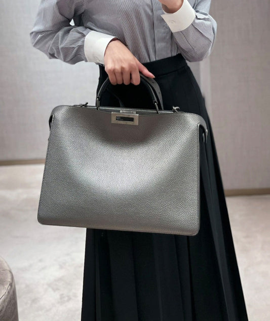 本革ハンドバッグ ステッチ入りバッグ ビジネスバッグ グレー ブラック 黒 ユニセックス