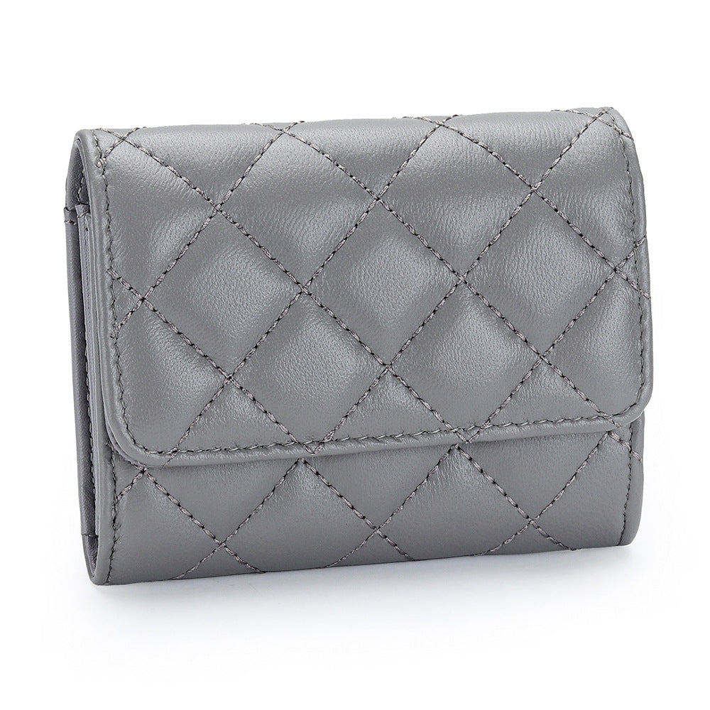 羊革財布 ラムスキン財布 マトラッセ財布 本革二つ折り財布 ファスナー付 黒 ピンク ベージュ ネイビー グレー