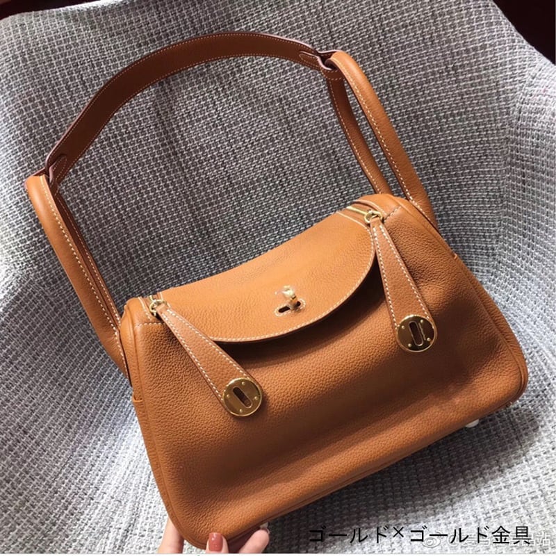 本革ショルダーバッグ ハンドバッグ 2Wayタイプ エトゥープゴールド 26cm