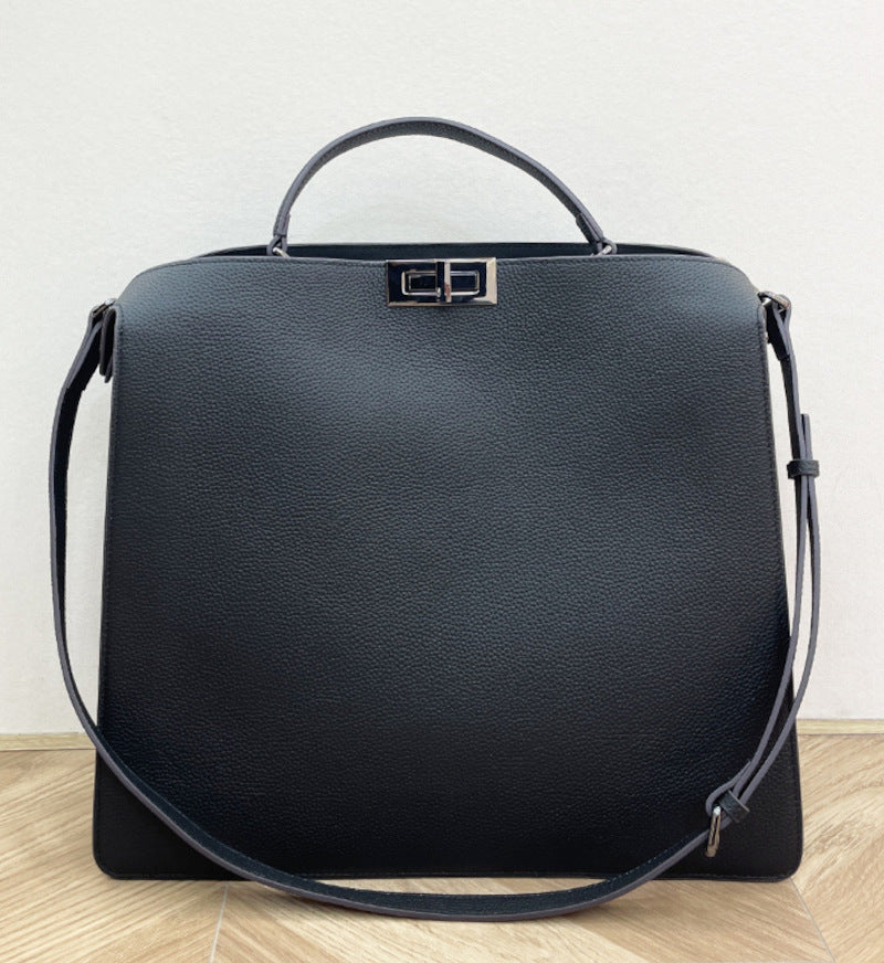 本革ハンドバッグ ステッチ入りバッグ ビジネスバッグ グレー ブラック 黒 ユニセックス