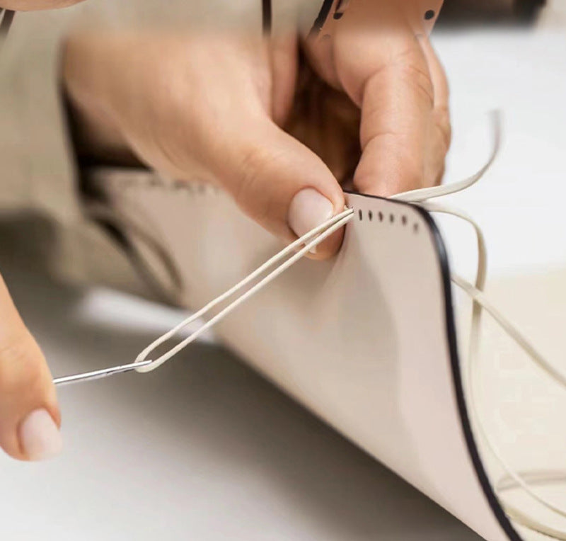 本革ハンドバッグ  ステッチ入りバッグ 2wayバッグ エトゥープ 黒茶 レディース