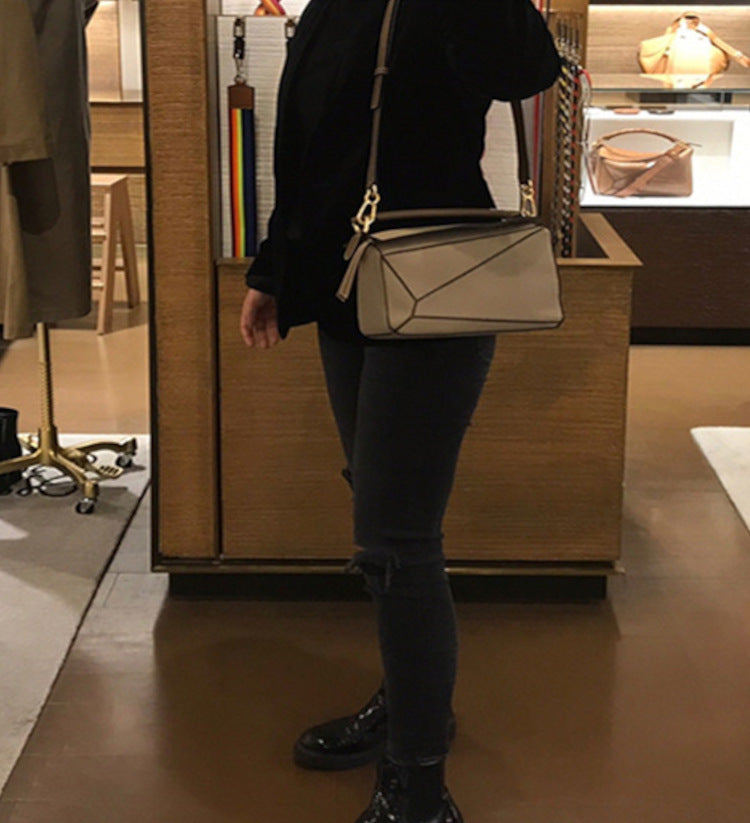 2wayショルダーバッグ スモール 本革 肩掛けポーチ ブラウン グレー レディース