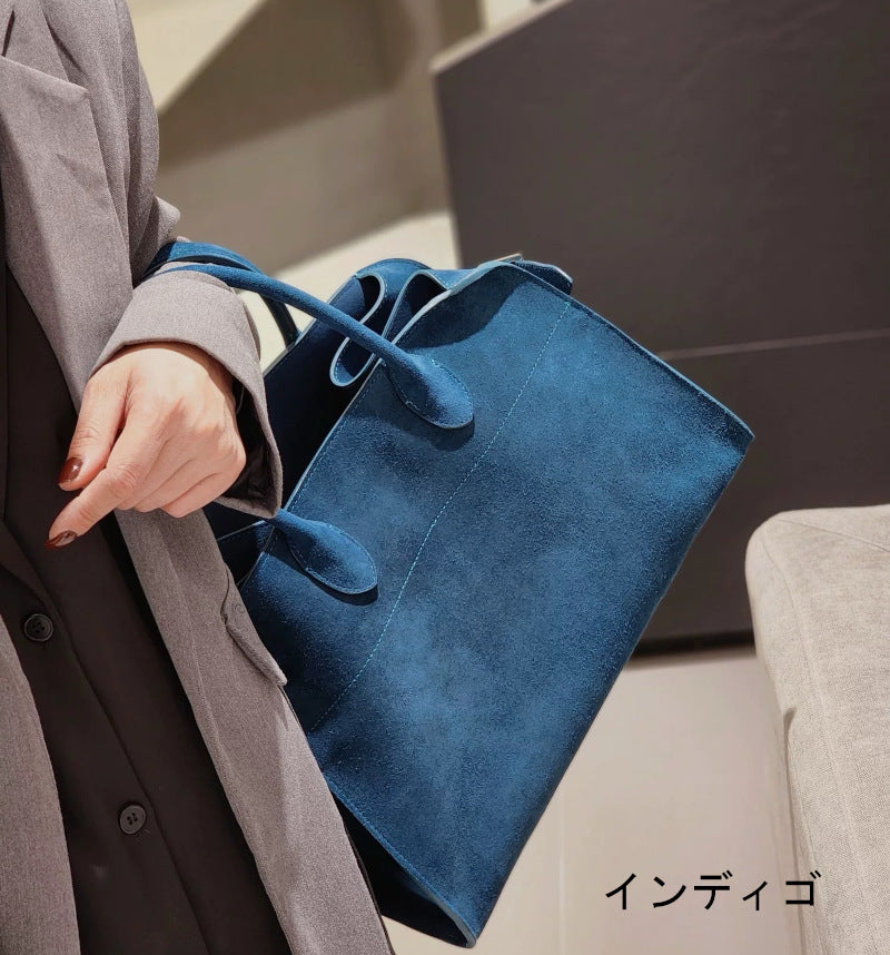 サイドベルト本革トートバッグ 10 12インチ スエード 2wayタイプバック ブラック トープ エクリュ