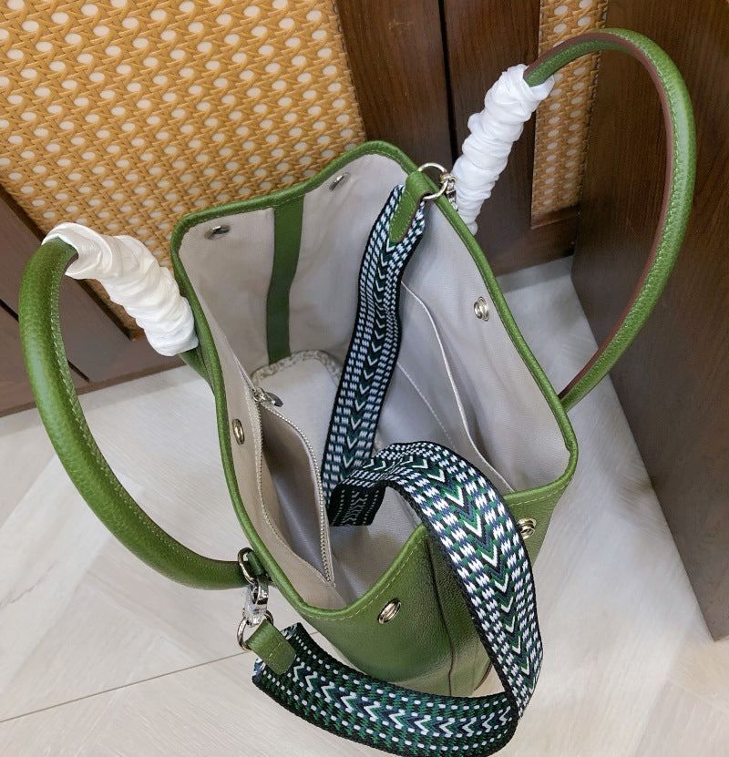 本革2wayトートバッグ ファイル型 プレミア革 茶 緑 ブラウン グリーン 高品質