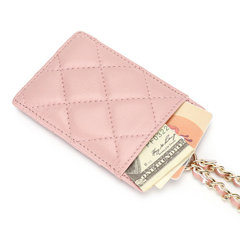 本革カードケース ラムスキンカードケース マトラッセ 本革IDホルダー 黒 ピンク ベージュ