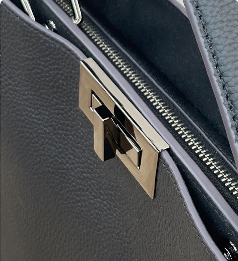 本革ハンドバッグ ステッチ入りバッグ ビジネスバッグ グレー ブラック 黒 ユニセックス