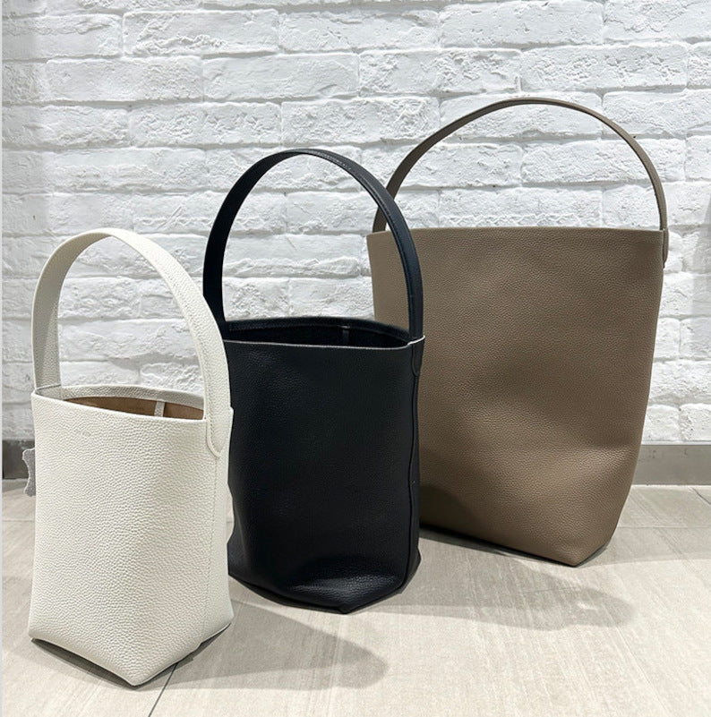 本革トートバッグ 10 12インチ バケツバッグ キューブバッグ 2wayタイプバック ブラック グレー 白 エクリュ