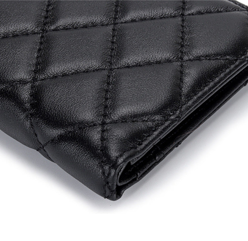 羊革財布 ラムスキン財布 マトラッセ財布 本革二つ折り財布 ファスナー付 黒 ピンク レディース