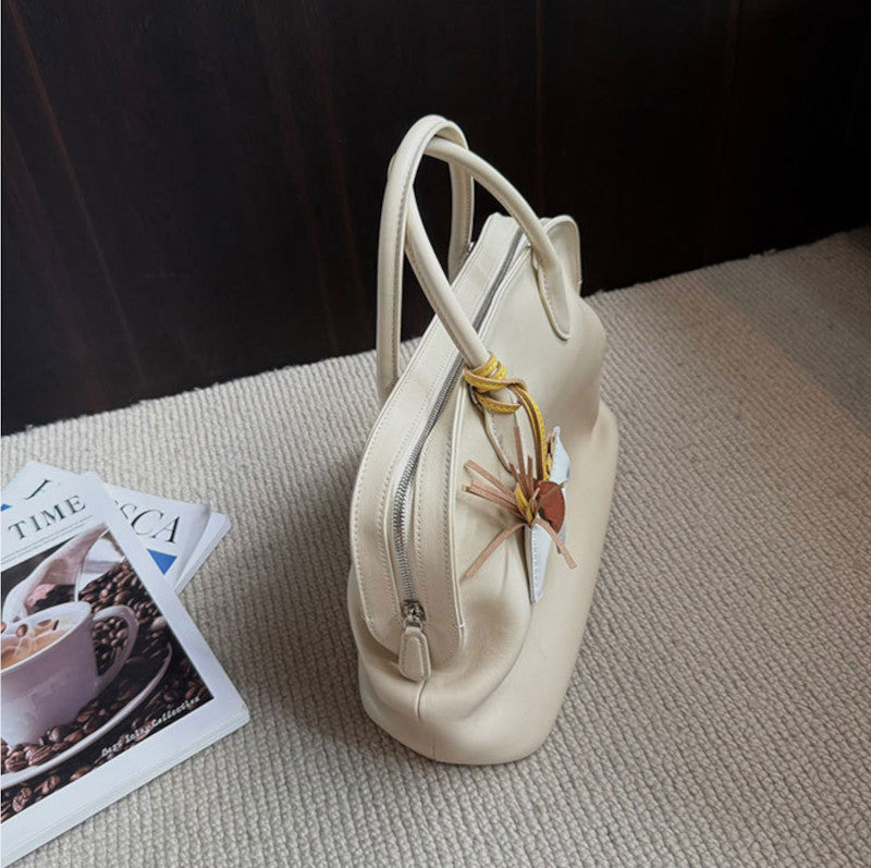 ブガッティバッグ 本革ハンドバッグ スムースレザー ブラック トープ ホワイト