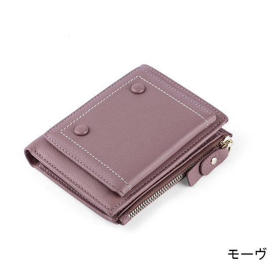 薄型財布 ラウンドファスナー レディース 本革二つ折り財布 本革コインケース パズル風 黒 緑 ピンク ブルー