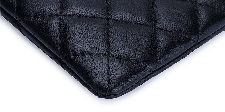 羊革財布 ラムスキン財布 マトラッセ財布 キーチェーン付 本革小銭入れ 黒 赤 ピンク グレー ネイビー