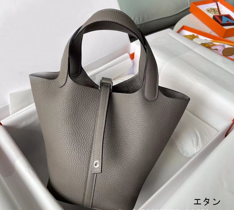 ピコタン風バッグ プレミア本革 キューブバッグ 18cm