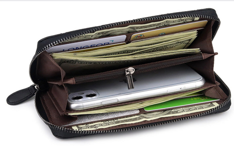 羊革財布 ラムスキン財布 マトラッセ財布 本革ラウンドファスナー長財布 黒 ブラック