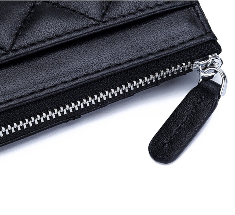 羊革財布 ラムスキン財布 マトラッセ財布 本革二つ折り財布 ラウンドファスナー 黒 ピンク ベージュ ネイビー