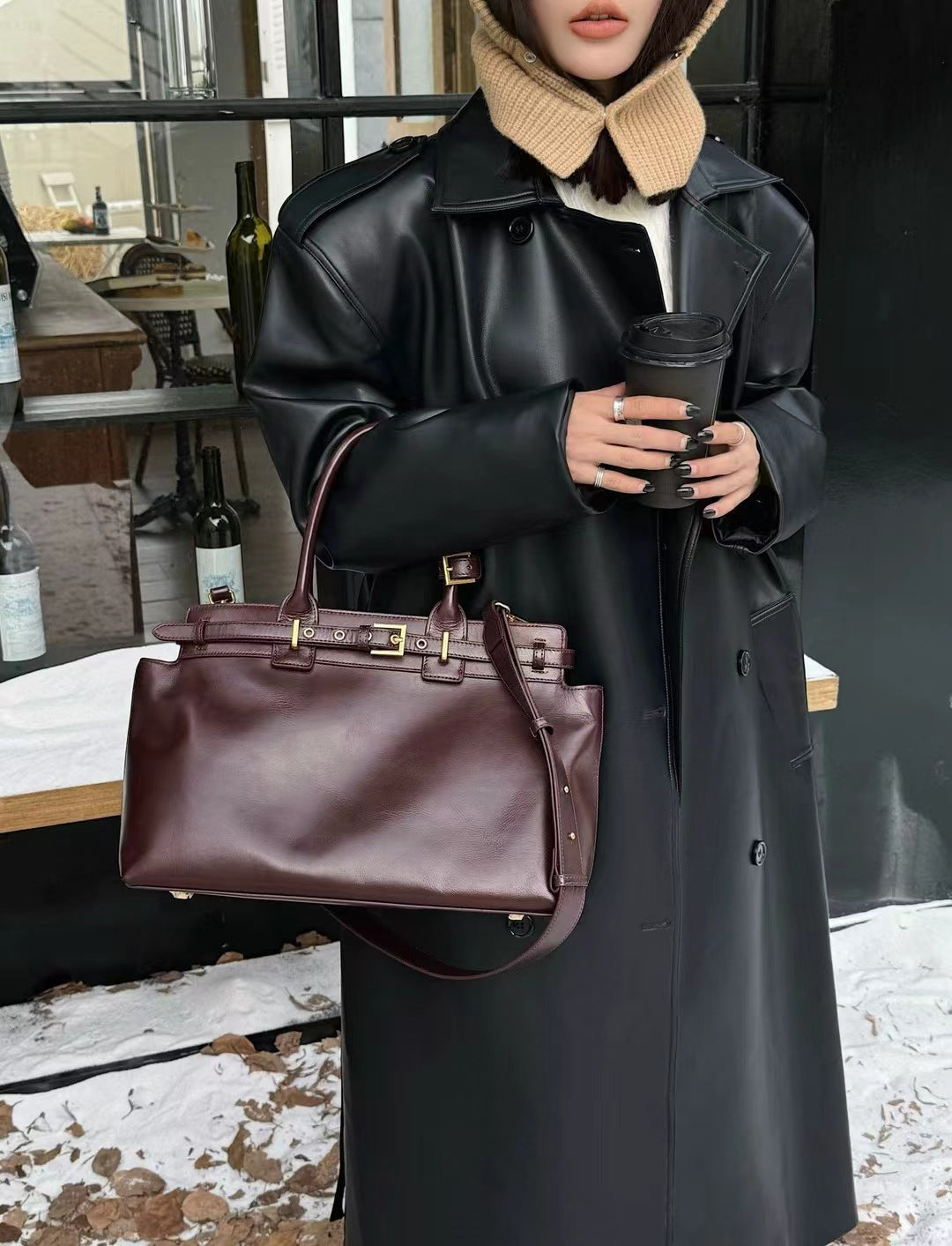 本革トートバッグ 2wayタイプバック ブラック グレー 白 黒茶 ベージュ