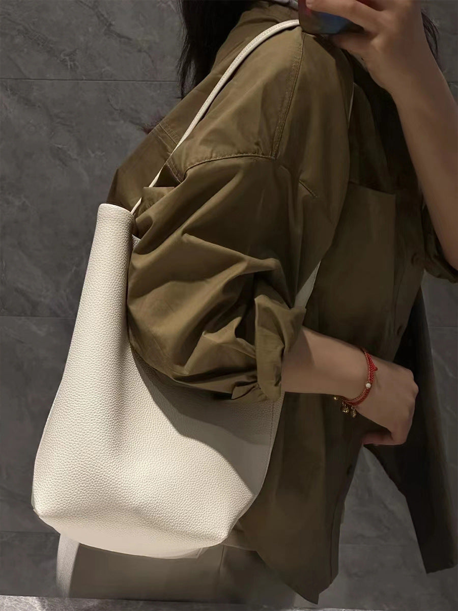 本革トートバッグ 10 12インチ バケツバッグ キューブバッグ 2wayタイプバック ブラック グレー 白 エクリュ